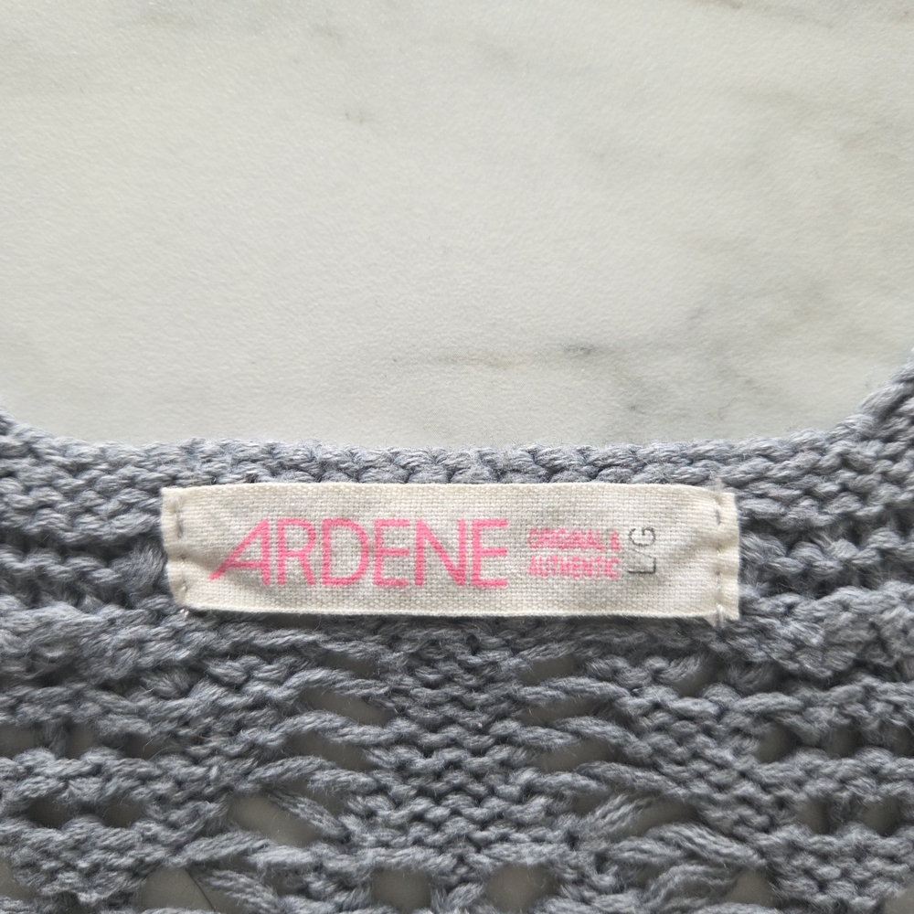 Crochet Crop Tank Top in Light Gray - Picture 2 of 4